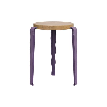Stackable Stool Lou Vague by Uchronia / Oak - TIPTOE | Seat : Oak Natural / Legs : Purple - View 1