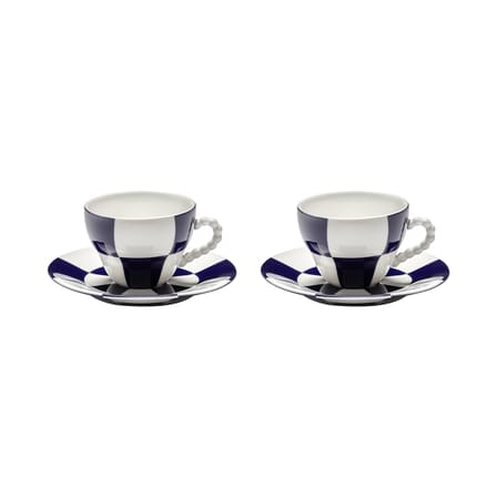 Set of 2 Cups and Saucers Fête des Bêtes - Serax | White - Blue - View 1