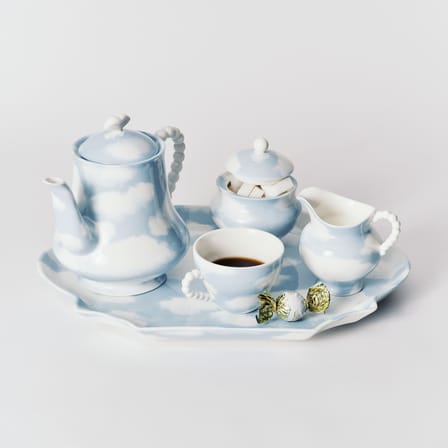Set of 2 Cups and Saucers Rêves de Rêves - Serax | Sky Blue & White (Cloud pattern) - View 3