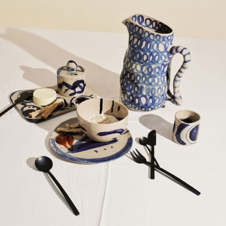 Set of 4 Cups Sophia / Hand-Painted - Serax | Beige - Blue - View 3